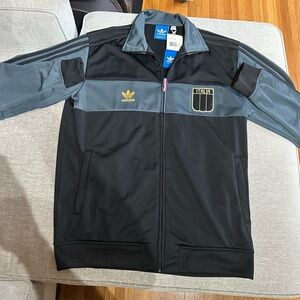 NWT RARE Adidas Gold Embroidered Men's Black and Gray Italia Track Jacket